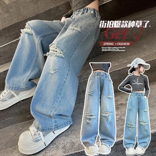 闊腿牛仔褲,1m7 以下女孩時尚羽絨牛仔褲 J110