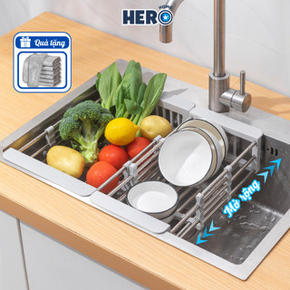 HERO 多功能水槽架,可折疊和可擴充套件,餐具架,水果排水架由 304 不銹鋼材料製成