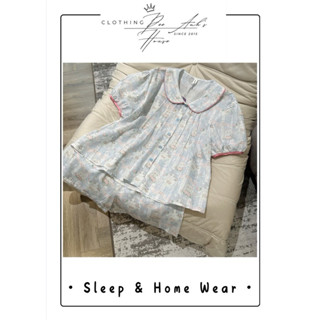 【家居服睡衣】女士貓套裝荷葉領短泡泡袖QCCC