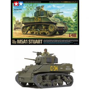【田宮】32606軍用坦克模型1/48美國 燈箱 M5A1 Stuart
