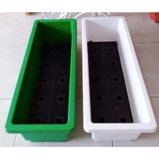(68x25x20cm) 陽臺塑料盆帶智慧網對齊濕度_長方形槽掛欄杆,用於種植蔬菜、水果和觀賞花卉