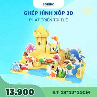 18cm拼圖套裝,3D泡沫拼裝模型,供兒童開發智力B22-海洋