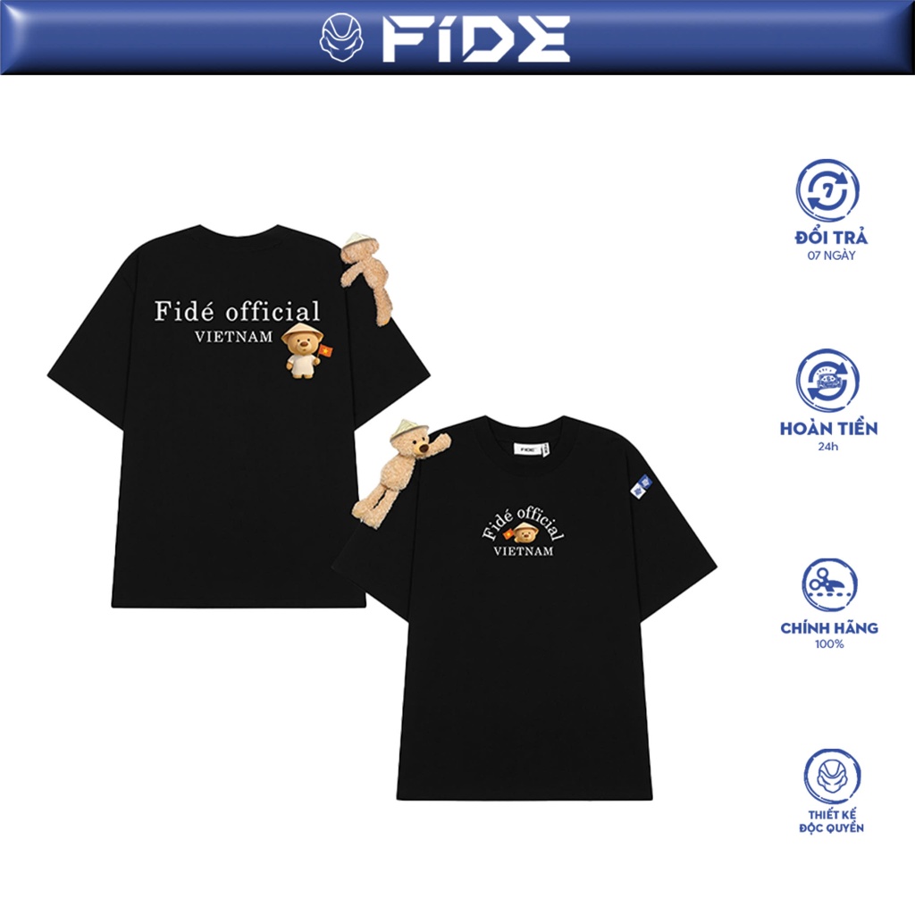 FIDE Vietnam JoyBear t 恤,寬鬆中性 t 恤,本地品牌男女超大圓領 - AT169(免費熊)