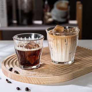 咖啡玻璃杯,用於咖啡、茶、濃縮咖啡的耐熱開槽圖案玻璃杯容量 160ml 210ml 310ml