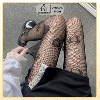 COZY COZY 性感個性心形圖案透明蕾絲網眼緊身衣