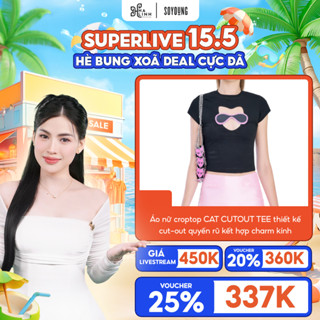 [VHL x SOYOUNG] - 女士 CAT CUTOUT TEE 短款上衣,採用誘人鏤空設計,搭配眼鏡飾物 - A