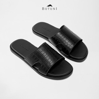 BUTUNI Finn S 拖鞋男士小牛皮繫帶涼鞋,帶縫合鞋底的品牌涼鞋
