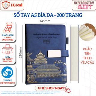 禮品 A5 筆記本,羊皮套,激光雕刻金乳液圖案,需求 UV 列印,80GSM 紙,帶水平線和磁力鎖