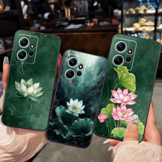 Redmi Note 12 4G / 5G / Redmi Note 12 Pro 5G 手機殼印有美麗的蓮花圖案,奢華