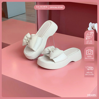 Ha HUYEN 女士涼鞋,平底版帶蓬鬆蝴蝶結和 Miu 5cm - DE495