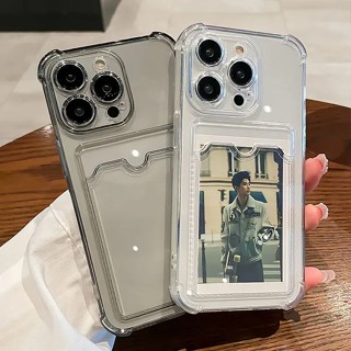 適用於 iphone 15 14 13 12 11 pro max 8 7 plus 的防震透明軟 tpu 手機殼卡夾