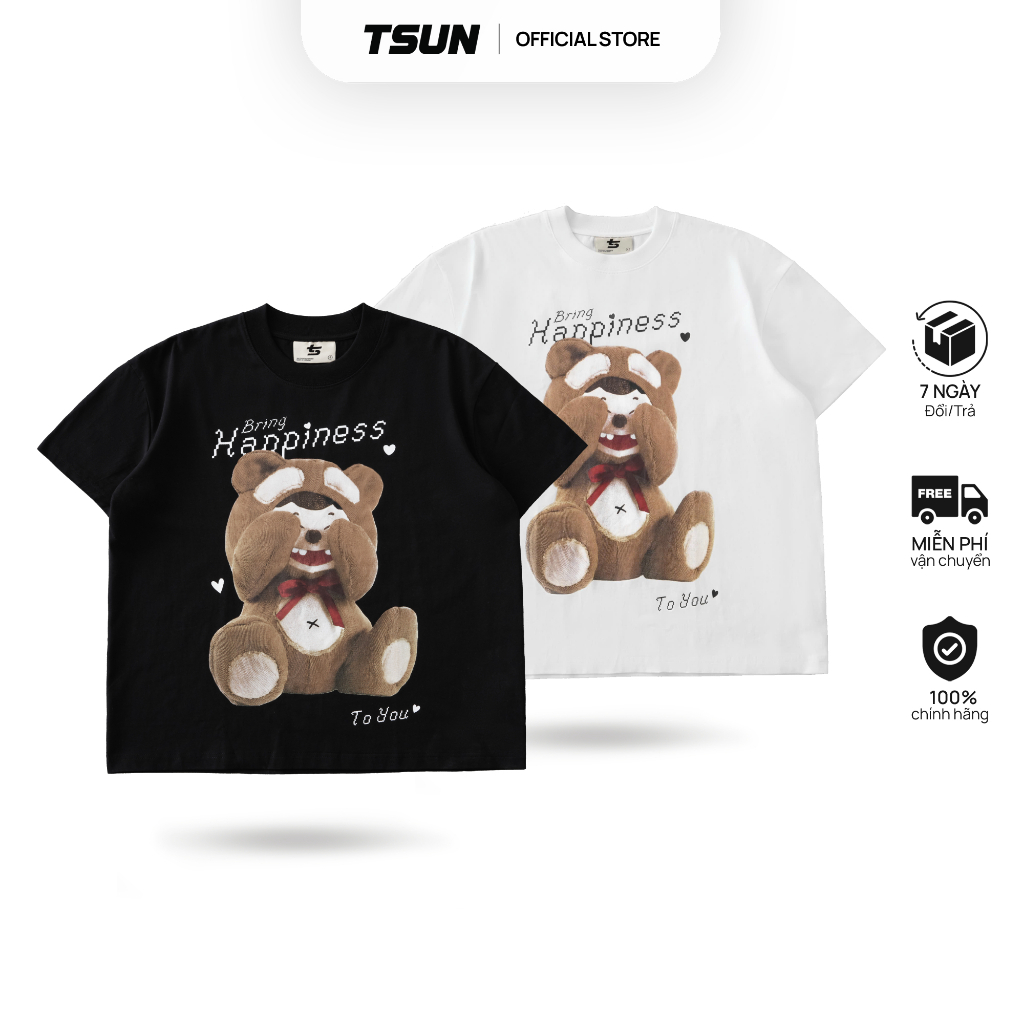 Shy Teddy T 恤 - 正品 TSUN 品牌 - 害羞泰迪 T 恤 - 男女皆宜