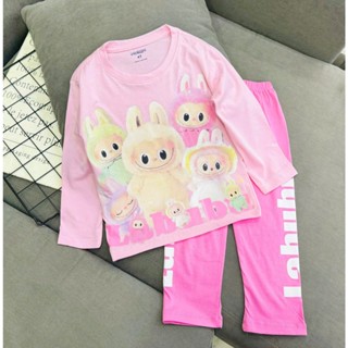 女童衣服長袖睡衣 labubu hello kitty kuromi 12-35kg起柔軟涼爽進口純棉