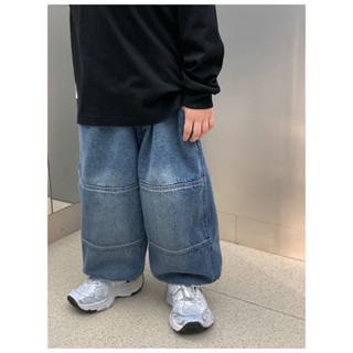 闊腿卡其色/牛仔褲,男孩女孩復古風格工裝牛仔褲_d28