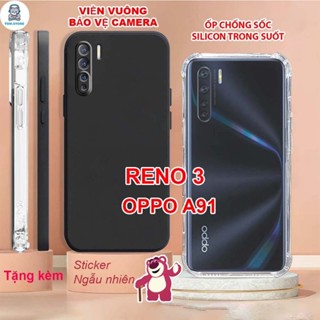 Oppo A91 / Reno 3 / 3 Pro TPU 手機殼帶方形邊框,透明矽膠防震