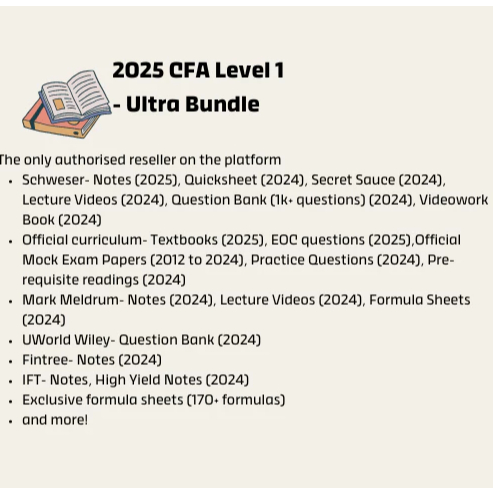 2025 CFA 1 級超捆綁包 - Schweser、Mark Meldrum、IFT、UWorld Wiley、官方