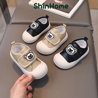 ShinHome 男女童刺繡帶肩帶橡膠鞋底兒童皮鞋