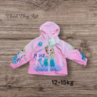 (ThanhThuyKids) 少女粉色風衣2層elsa圖案柔軟廣州風衣12<15kg合身
