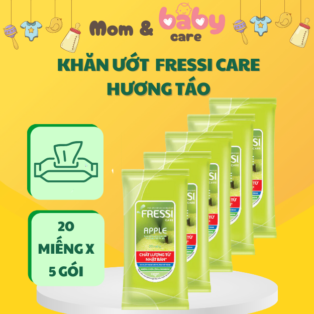 5 片裝 Fressi Care Apple 家庭護理濕巾組合 20 片/包無酒精