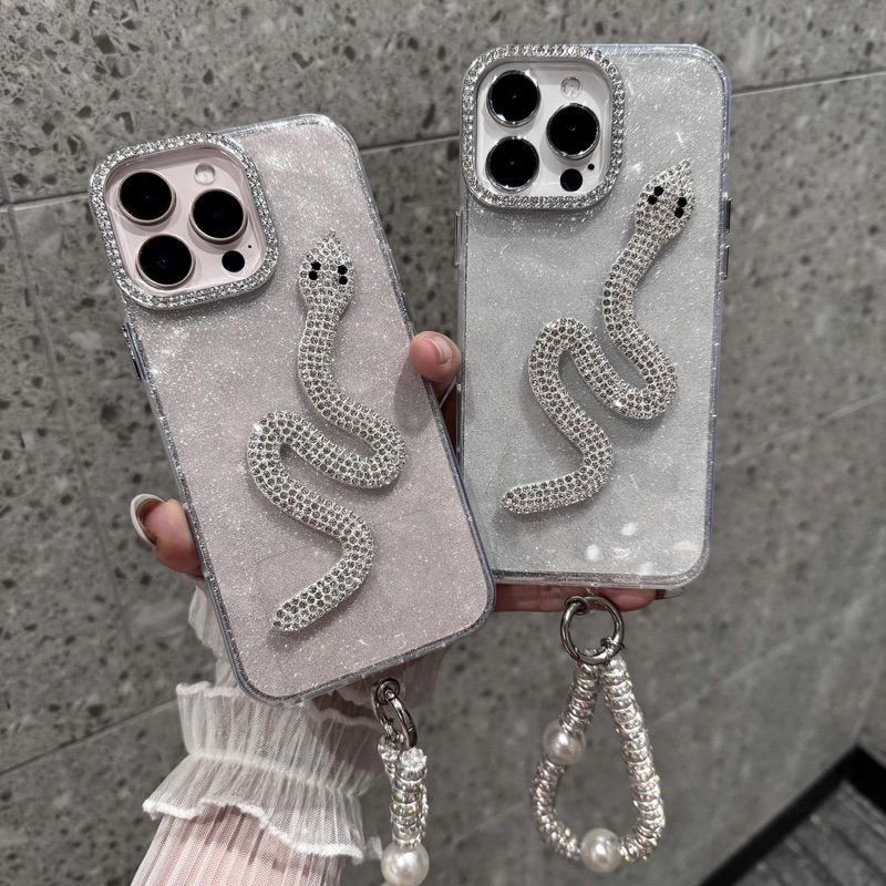 Stone ORANGE IPHONE 手機殼配石蛇吊飾