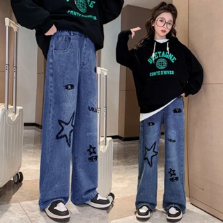 NY 20-50歲女孩刺繡羽絨牛仔褲,女孩個性闊腿牛仔褲