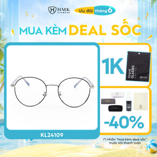 HMK Eyewear 金屬圓形眼鏡框男女通用時尚輕薄實心 - KL24109