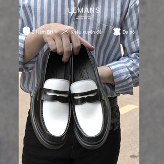 Penny Loafer 黑白色 LEMANS 牛皮鞋全粒面牛皮增高4cm BH 24T