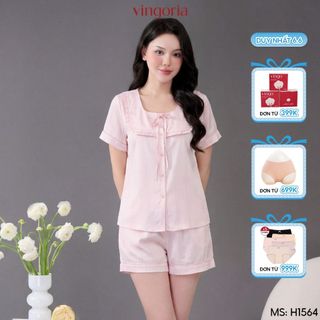 VINGO/VINGORIA 女款短袖真絲睡衣春夏 Marea H1564