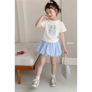 [B&G] 10-45kg女孩可愛藍色裙子棉質t恤連衣裙套裝