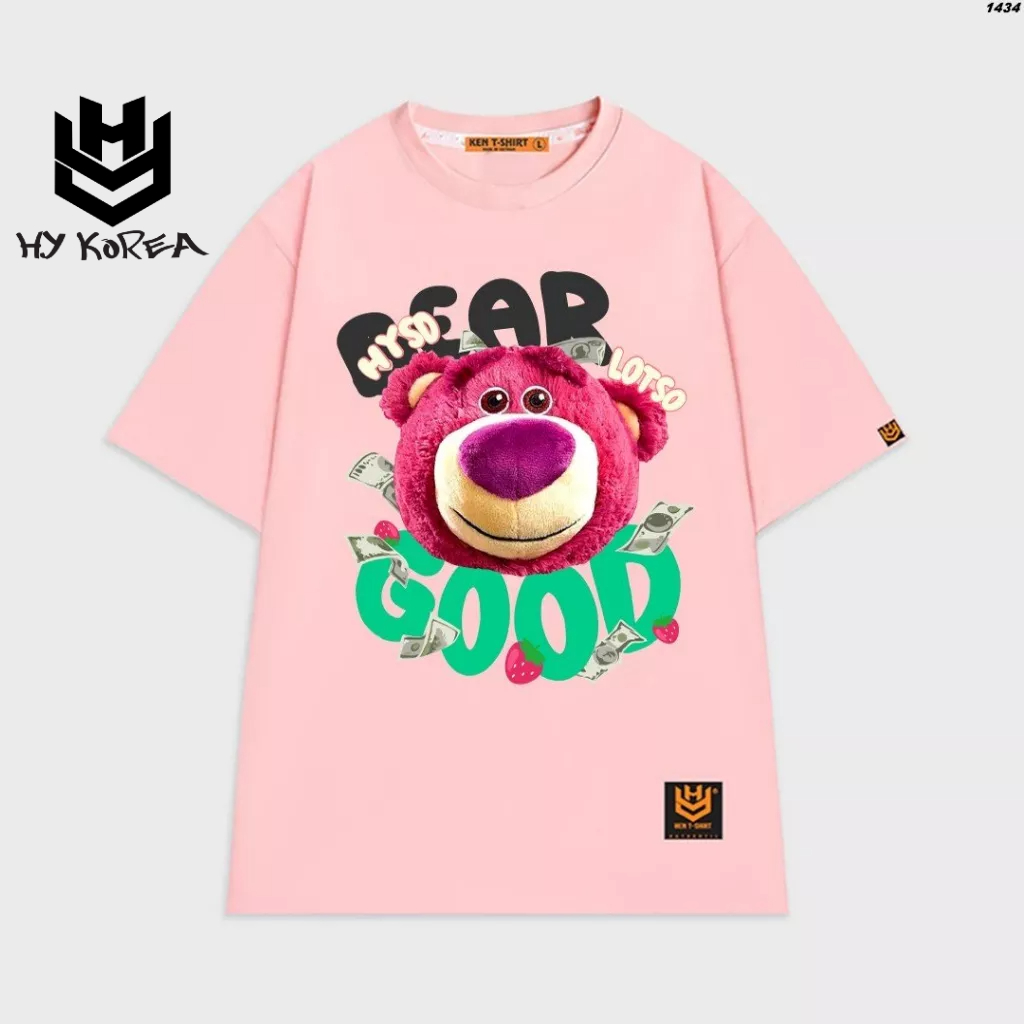 Good Strawberry Bear T恤1434 HY KOREA 男女通用寬鬆款寬鬆袖男女款