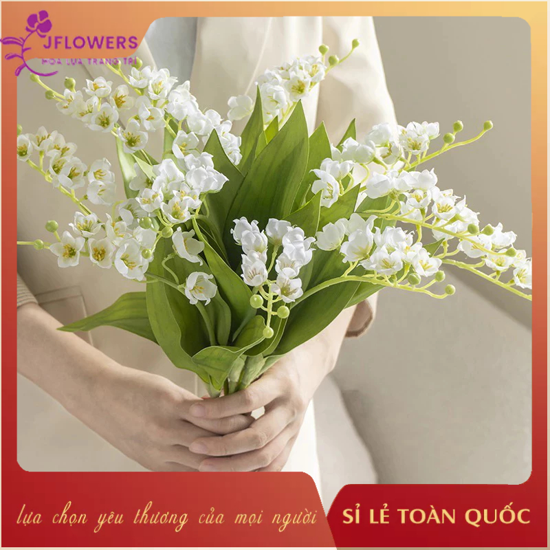 Jflowers 2 葉便攜式白色 Linh Lan Flower - COMBO 5 假 Linh Lan 樹枝裝飾客