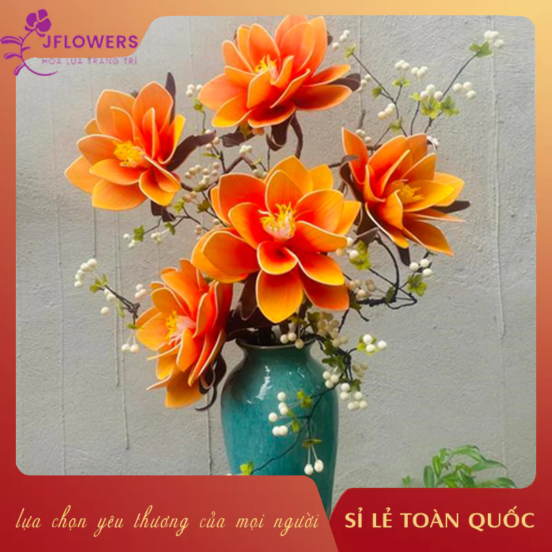 玉蘭花 5 朵假花裝飾餐廳酒店 - 裝飾時尚優雅的花瓶