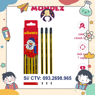 一盒 12 支六角鉛筆,帶橡皮擦 MONDEZ,2B 木製鉛筆,適合學生